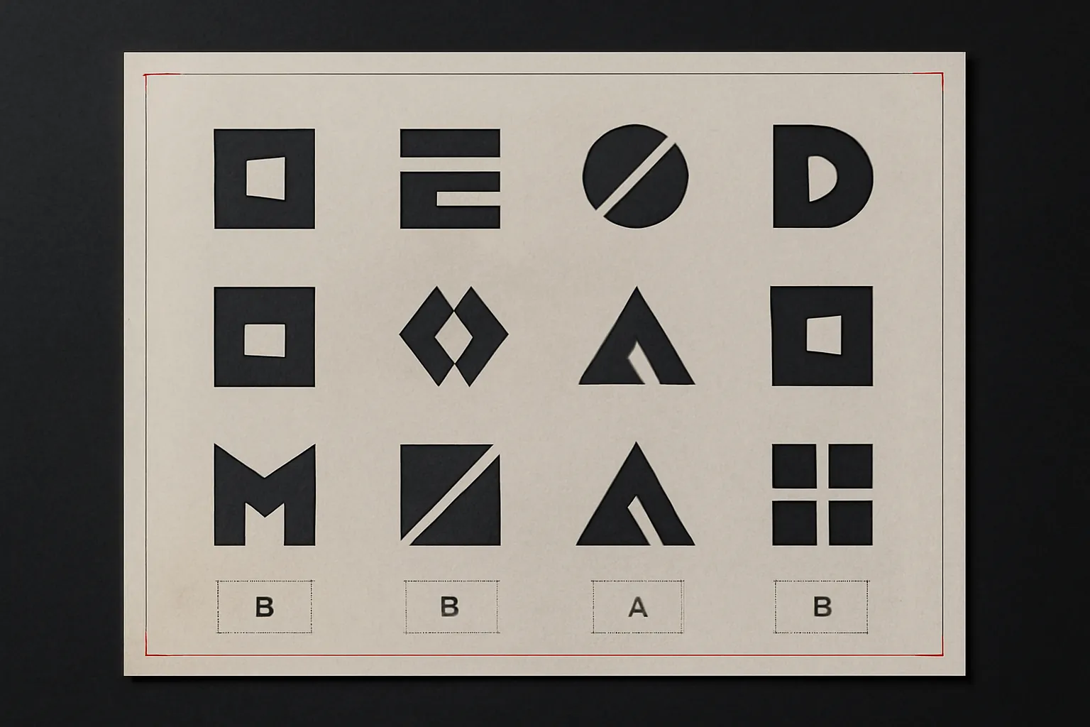 Printed brand style-guide spread with logo-lockup variations and clear-space diagrams — a studio exploration in identity systems.